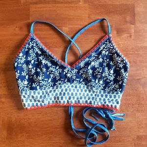Vine About It Lace Up Back Cropped Cami Bikini Top